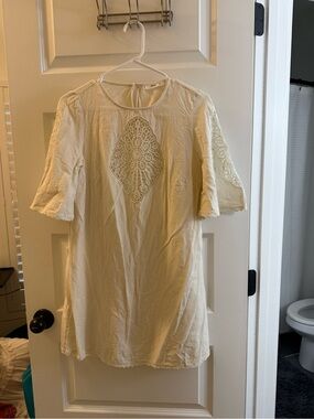 Mango Women's Cream Crochet-Detail Short Sleeve Top